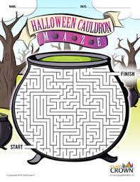 All halloween games, reading and worksheets. Halloween Maze Cauldron Maze Halloween Puzzles B W Print Ready