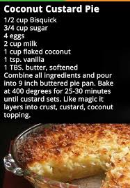 Bisquick Coconut Custard Pie In Blender Coconut Custard Pie Made With Bisquick Food Coconut Custard Pie Bisquick Recipes