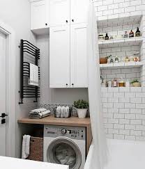 Stacked washer and dryer set in the bathroom off the kitchen. Small Bathroom And Utility Room Ideas Novocom Top