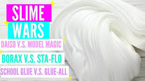 Slime Wars Borax Vs Sta Flo Daiso Vs Model Magic School Glue Vs Glue Easy Slime Fluffy Slime Making Fluffy Slime