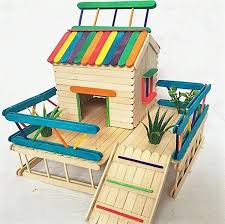 Ice Cream Sticks House Idea Craft Stick Projects Craft Stick Crafts Diy Popsicle Stick Crafts