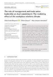 The role of management and trade unions in promoting equal opportunities in employment. Pdf The Role Of Management And Trade Union Leadership On Dual Commitment The Mediating Effect Of The Workplace Relations Climate