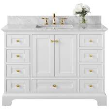 Get the best deal for marble white single sink vanity bathroom vanities from the largest online selection at ebay.com. Audrey 48 W White Marble Gold Hardware Single Sink Vanity 62x10 Lamps Plus