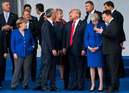 Image result for theresa may meets donald trump at brussels nato summit 2018