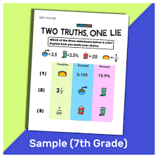 Ratios, rates, and percentages are some of the most useful math concepts in real life (and what is real life anyway, huh?). 101 Two Truths And One Lie Math Activities For Grades 6 7 And 8 Mashup Math