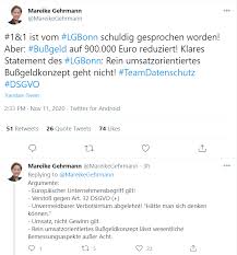Die beh�rde hat fast zwei jahre gebraucht, um in dem fall zu einem urteil zu kommen, nachdem die ermittlungen und ein streit �ber die jurisdiktion sowie �ber die h�he der strafe ihren. Https Www Dataprotect At 2020 11 11 Lg Bonn Senkt Bu C3 9fgeld Gegen 1 1