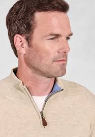 Sussex Stone Cotton Merino Zip Neck Sweater