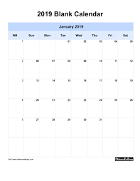 2019 Yearly Blank Calendar Portrait Orientation Free Printable Template Free Blank Calendar Calendar Template Blank Calendar