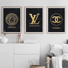 Chanel room decor wall art. Fashion Wall Art Set Of 3 Prints Chanel Decor Versace Poster Louis Vuitton Lv Decor Chanel Inspired Bedroom Wall Art Wall Art Sets Chanel Art Print