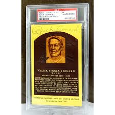 Buck Leonard Negro League Baseball 1972 HOF Autograph Plaque Postcard PSA  SLAB