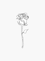 Rose Outline Sticker By Carlac Rose Outline Rose Outline Drawing Embroidered Canvas Art