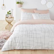 Charline Graphic Print Reversible Cotton Duvet Cover White Bed Covers Room Ideas Bedroom Cute Bed Sheets