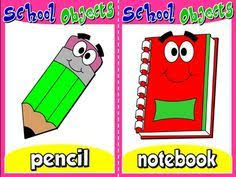 School Objects Flashcards Teach English To Kids Flashcards For Kids Flashcards