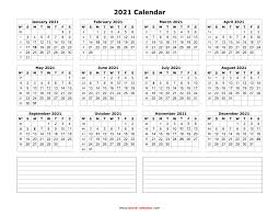 Free 2021 calendar image in portrait layout with 12 months on one page. Yearly Calendar 2021 Free Download And Print