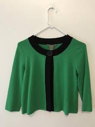 Vintage Cropped Green Kenar Cardigan Classic Cut Cropped 3 4 Sleeve Single Button Size Small