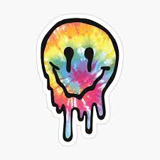 Drippy Tie Dye Smile Sticker By Deathtoprint In 2021 Tie Dye Sticker Tie Dye Smiley Tie Dye Smiley Face