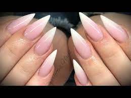 Double ombre full set pink and white babyboomers and glitter. Acrylic Nails Pink White Ombre Youtube