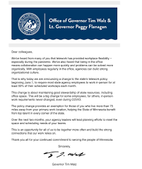 JUST IN: Gov. Tim Walz is ordering most state workers to return to the  office for 50% of their scheduled workdays each month beginning June 1.