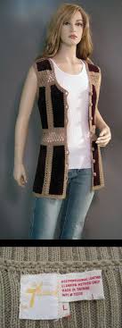 Vintage Vest 70s Suede Patchwork Chocolate Brown Knit Hippie Festival Boho M L Orgu Tig Isi Ceket Yelek