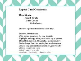 Report Card Comments Made Easy Editable 50 Comments Write Unique Comments For Your Studen Report Card Comments First Grade Lessons Teacher Resources Elementary