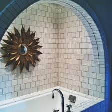 Beyond the tub and to leave at least a half tile along the wall if possible. Tub Alcove Design Ideas