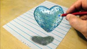 Blue Heart How To Draw 3d Floating Heart By Vamos Heart Pencil Drawing 3d Drawings Drawings