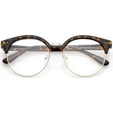 Half Black And Clear Glasses Classic Horn Rimmed Round Clear Flat Lens Half Frame Eyeglasses 55mm Cat Eye Glasses Half Frame Glasses Fashion Eye Glasses