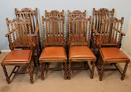 Walnut burl deco dining suite c. Set Of Eight Barley Twist Antique Oak Dining Chairs C 1910 10939 La109087 Loveantiques Com