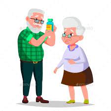 Elderly Couple Vector Grandfather And Grandmother Elderly Couples Couple Cartoon Cartoon Illustration