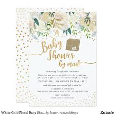 White Gold Floral Baby Shower By Mail Invitation Zazzle Com In 2020 Floral Baby Shower Baby Shower Invitations Floral Baby Shower Invitations