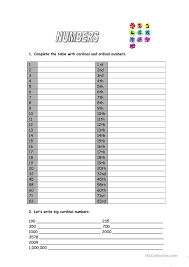 Cardinal And Ordinal Numbers Ordinal Numbers Number Worksheets Learning Numbers