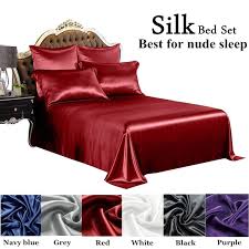 Was worried because they were cheap but they have a very crisp feel to them and so far have not gotten nubby. Summer 4 Pieces Red Navy Blue Black Purple Grey White Satin Silk Bed Sheets Set Queen Size Luxurious Smooth Silky Bedding Sets Baby Twin Full Queen King Size Wish