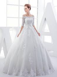 Ericdress Off The Shoulder Ball Gown Wedding Dress With Sleeves Ball Gowns Wedding Ball Gown Wedding Dress Gown Wedding Dress