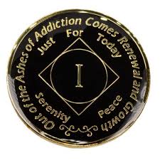 NA Black Medallion (yrs 1-45) Recovery Narcotics Anonymous Milestone Chip