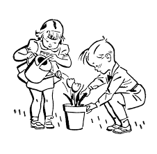 Kids cleaning clipart black and white. Kids Drawing Clipart Black And White Novocom Top