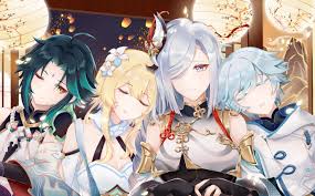 Genshin Impact, Xiao (Genshin Impact), Shenhe (Genshin Impact), Chongyun(Genshin  Impact), Spring Festival, Lumine (Genshin Impact), anime girls, anime boys  | 1373x854 Wallpaper - wallhaven.cc