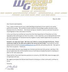 This material may not be published, broadcast, rewritten, or redistributed. 2020 2021 School Year Letter Waynesfield Goshen Local Schools