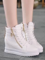 Details about product hosteven femmes chaussures baskets mocassins appartements mocassins color : Baskets Talon Compense Fermeture Eclair A Lacets Mode Decontracte Femme Blanc Ballerine Chaussures