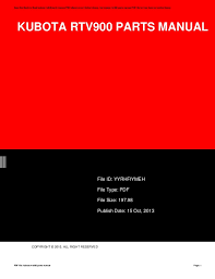 Kubota Rtv900 Parts Manual