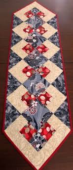 Patchwork Quilted Red Black And Cream Table Runner By Stephsquilts Quilted Table Runners Table Runner Pattern Table Runner And Placemats