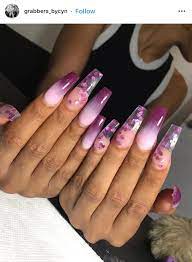 Purple Hearts Nails Acrylics Valentines Valentinesday Via Ig Grabbers Bycyn Pin Lo Acrylic Nail Shapes Trendy Nails Valentine S Day Nails