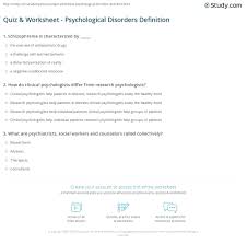 Quiz Worksheet Psychological Disorders Definition Study Com