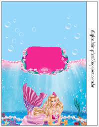 Kit Personalizado Tema Barbie Sereia Das Perolas Convites Digitais Simples Barbie Sereia Barbie Festa Barbie