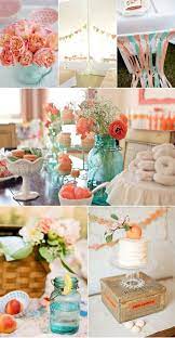 Teal And Peach Wedding Love Peach And Teal Wedding Wedding Shower Brunch Decorations Peach Bridal Showers Wedding Shower Brunch