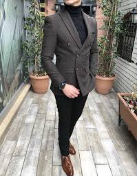 Terziademaltun Italyan Stil Erkek Blazer Tek Ceket Slim Fit Kahverengi T2928 Moda Masculina Moda Roupas Masculinas