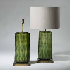 Great savings & free delivery / collection on many items. Pair Of Medium Green Cut Glass Lamps On Square Brass Bases T3975 Tyson Decorative Lighting And Bespoke Furniture