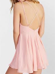 Pink Spaghetti Strap Cross Back Dress Dresses Dress Backs Fashion