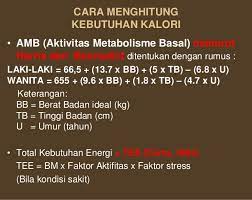 Untuk mengetahui jumlah makanan sesuai kebutuhan kalori maka dapat dilakukan dengan melakukan perhitungan kalori dengan kalkulator. Tips Menghitung Kebutuhan Kalori Infodietisien