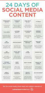 24 Days Of Social Media Content Social Media Cheat Sheet Marketing Strategy Social Media Social Media Calendar