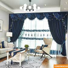 Cs celadon grommet window curtain panel 40 x 84. Custom Curtains High Grade European Modern Navy Blue Thick Italian Velvet Cloth Blackout Curtain Tulle Valance Drapes N939 Curtains Aliexpress